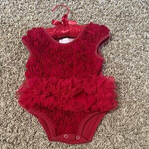 Popatu Red Rosette Ruffle Bodysuit
